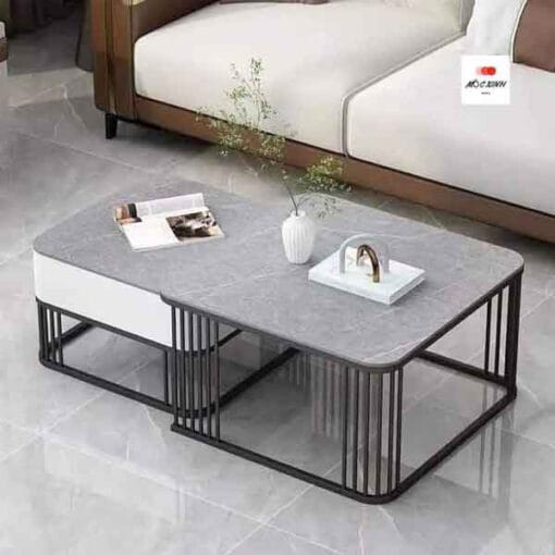 Bàn Trà Sofa Đôi Mặt Kính Giả Đá