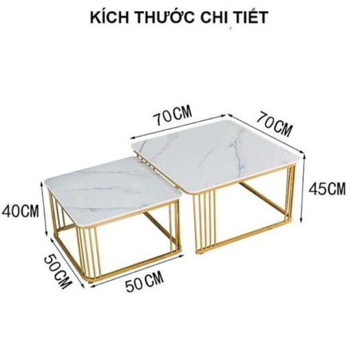 Bàn Trà Sofa Đôi Hình Vuông Mặt Đá Vân Mây